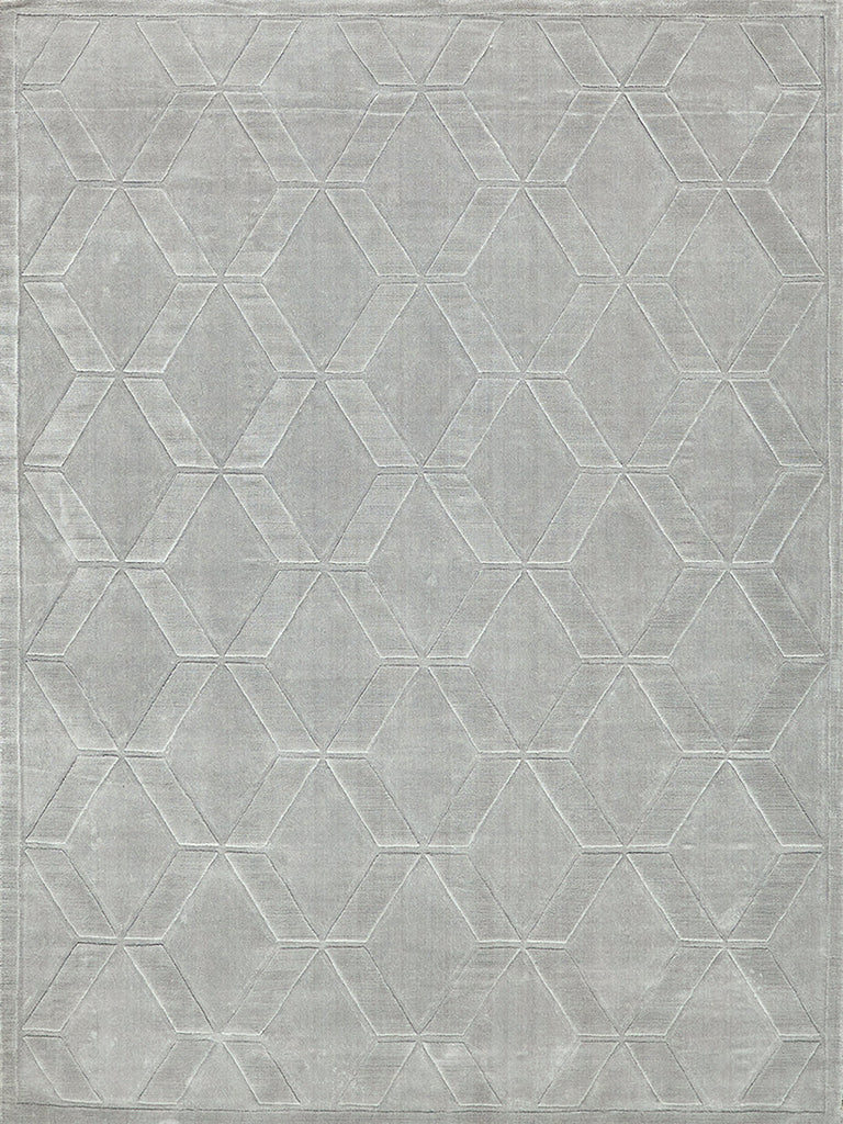 Brunello Modern Light Silver Silky Nylon handloomed Area Rug
