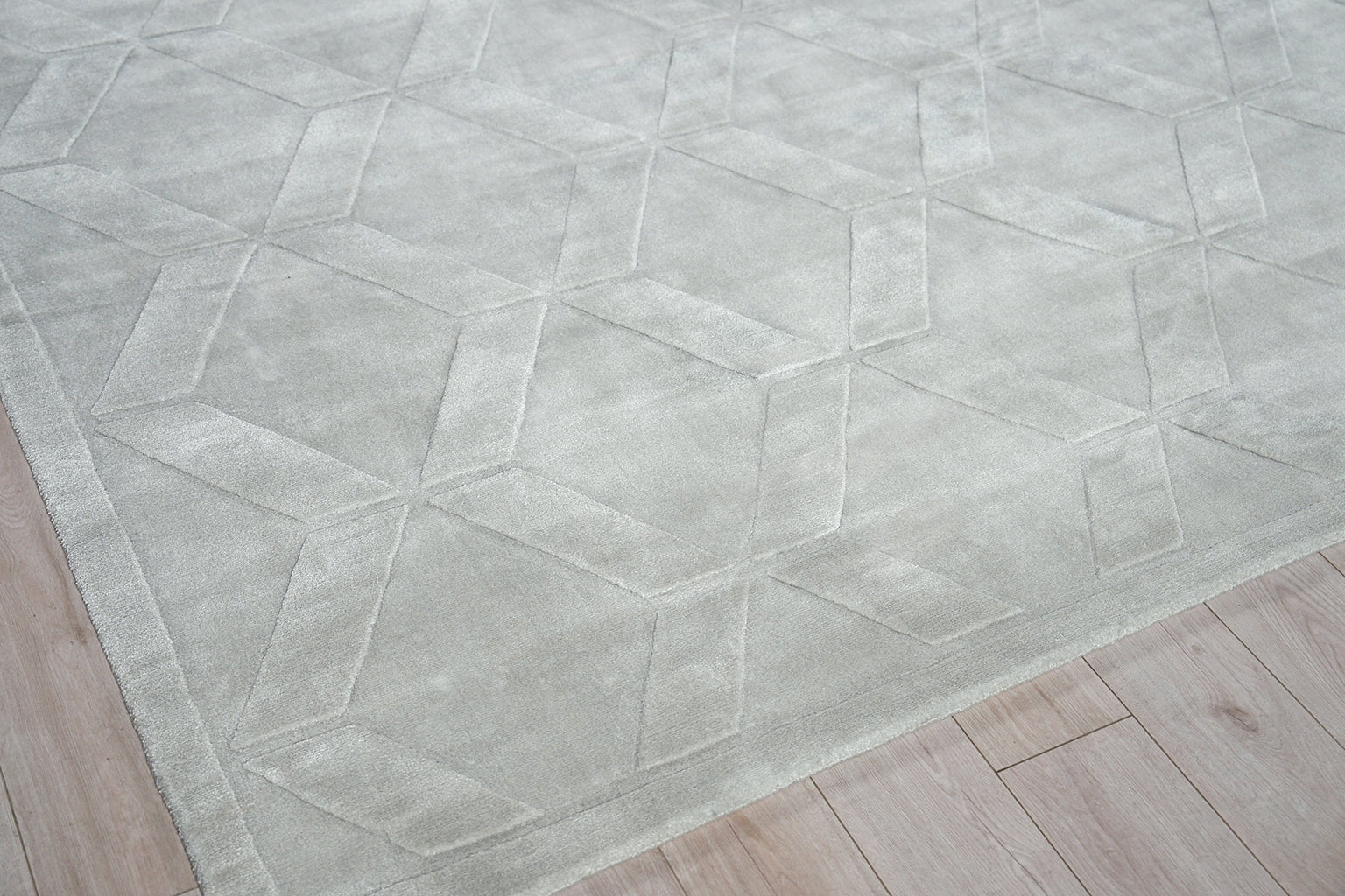 Brunello Modern Light Silver Silky Nylon handloomed Area Rug