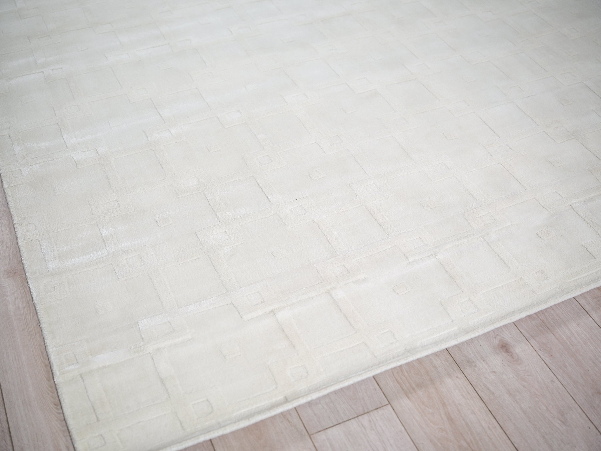 Camora Modern White Silky Nylon handloomed Area Rug