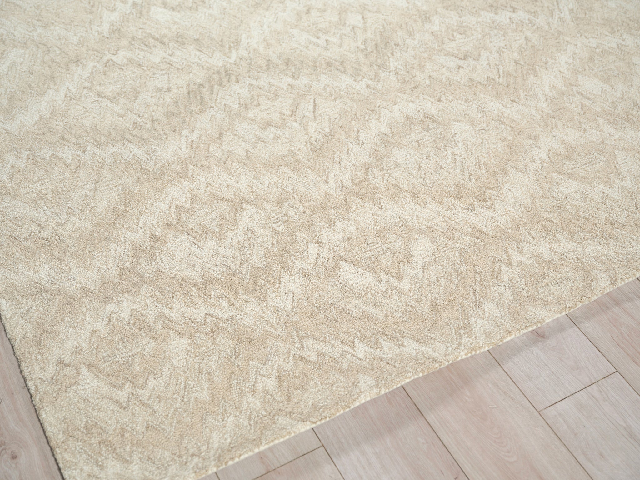 Bargello Beige New Zealand Wool hand-tufted Area Rug